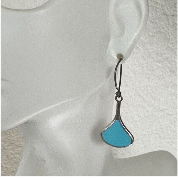 Sterling silver turquoise drop earrings - Picture 3 of 12
